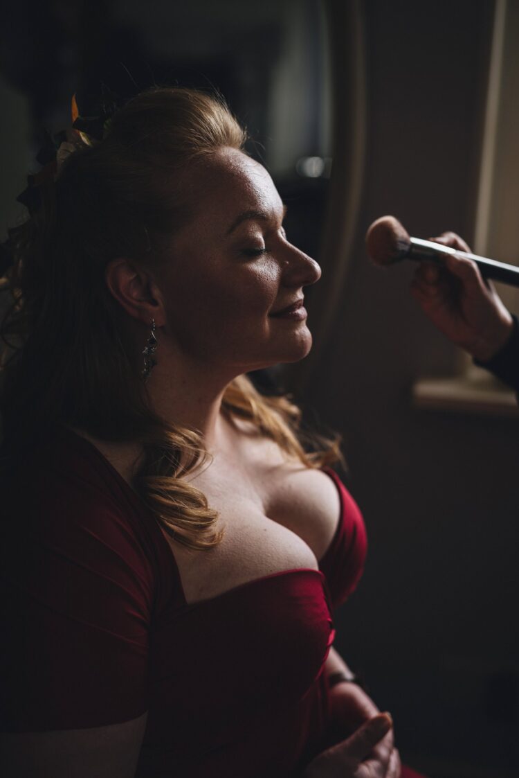 bridesmaid getting ready