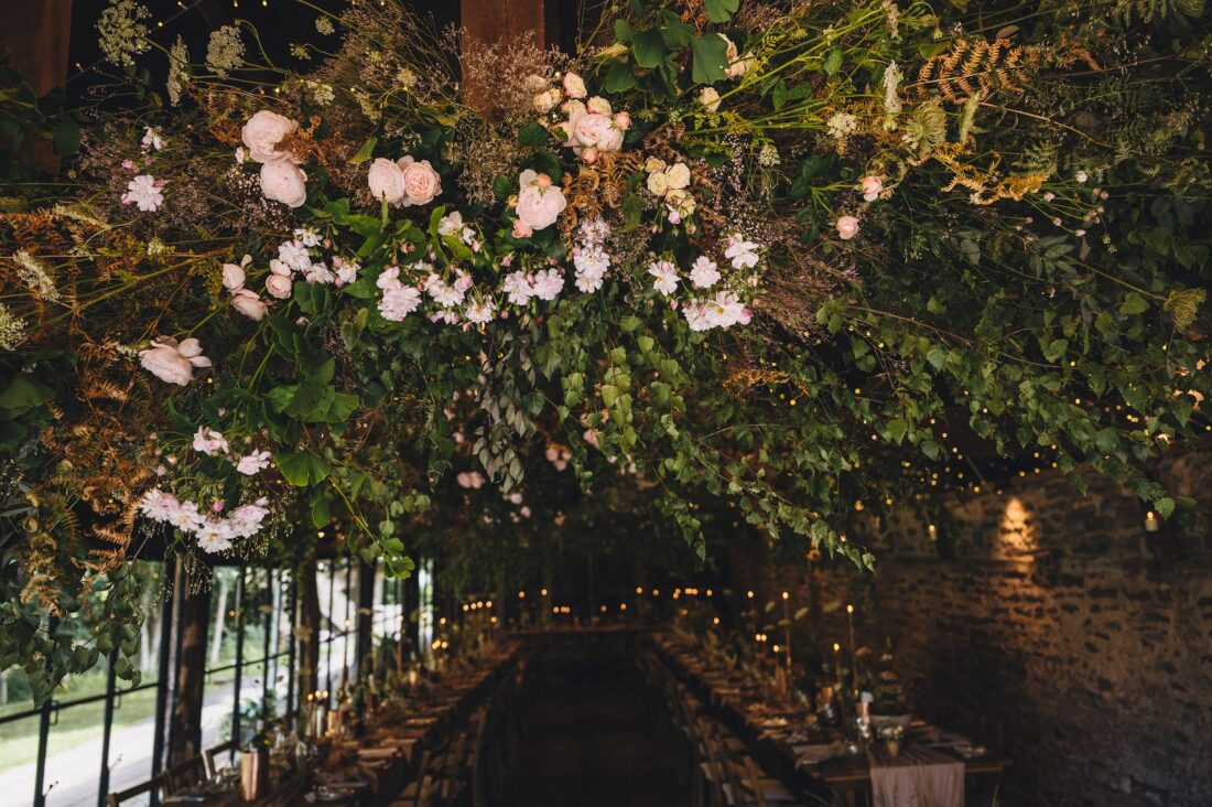 wild flower decorations in the wainhouse at dewsall