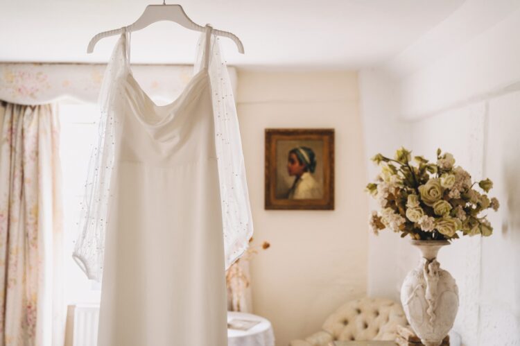 bride getting ready at Lyde Court