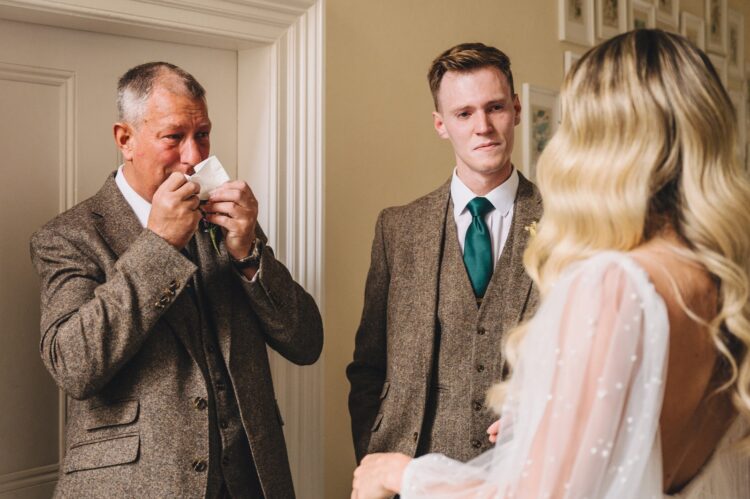 bride dad moment first look at Lyde Court