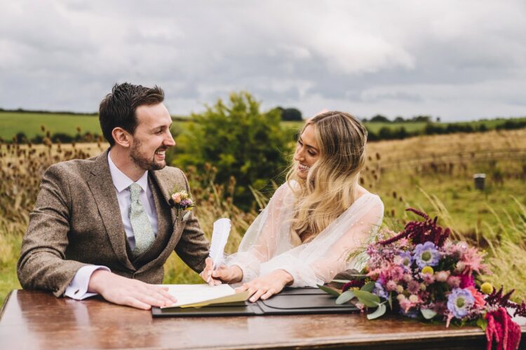 wedding ceremony at Lyde Court