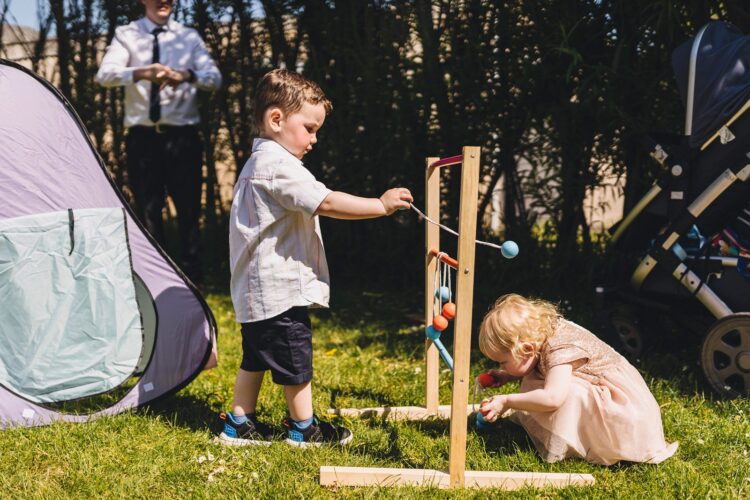 reception drinks and guests having fun at Lyde Court