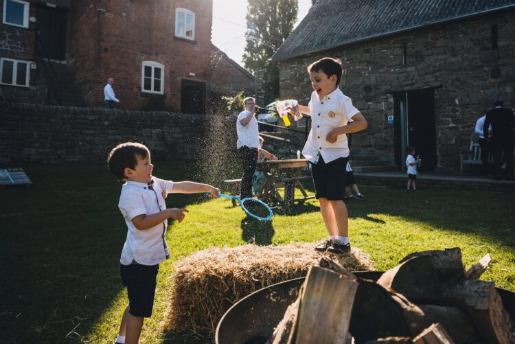 reception drinks and guests having fun at Lyde Court