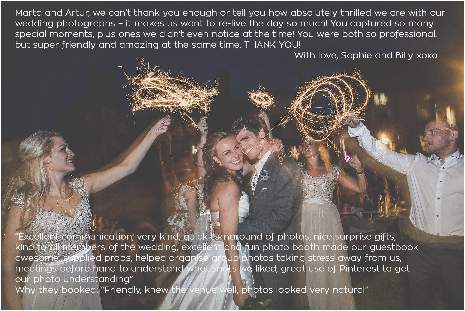 Sparklers wedding photographer