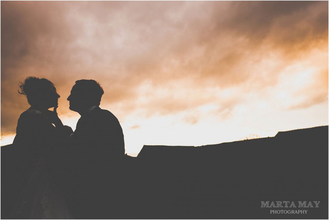 bride and groom enjoying the sunset, Soulton Hall weddings