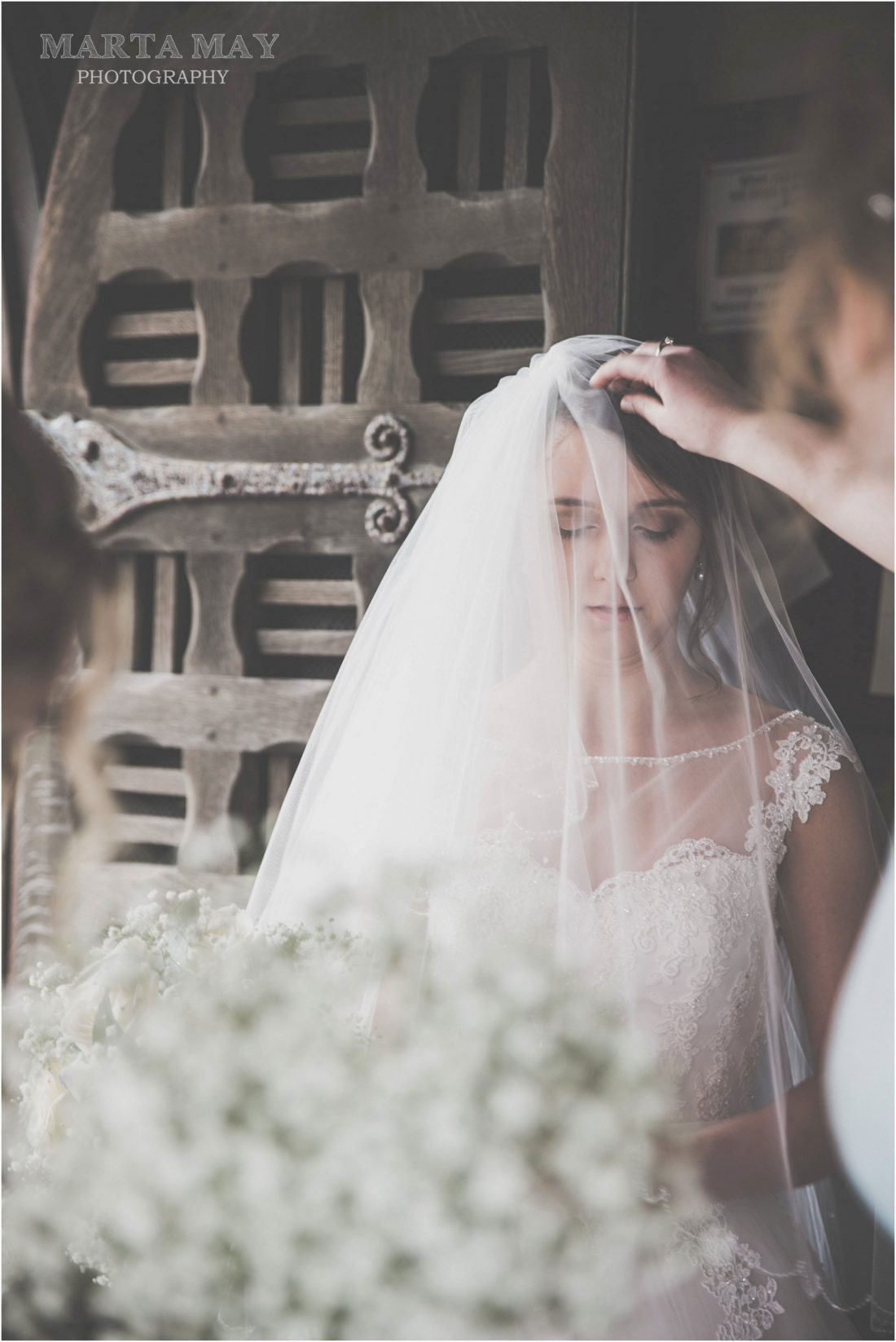 bride getting ready before church ceremony near Soulton Hall, Soulton Hall weddings