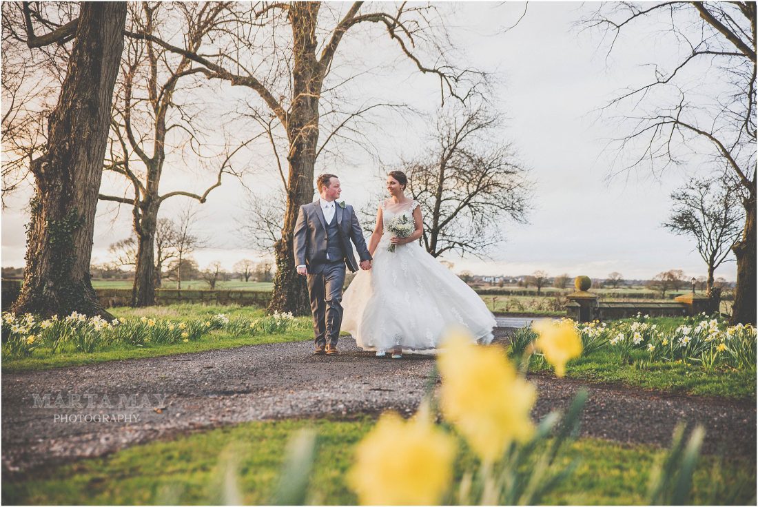 Soulton Hall weddings, a spring wedding with daffodils