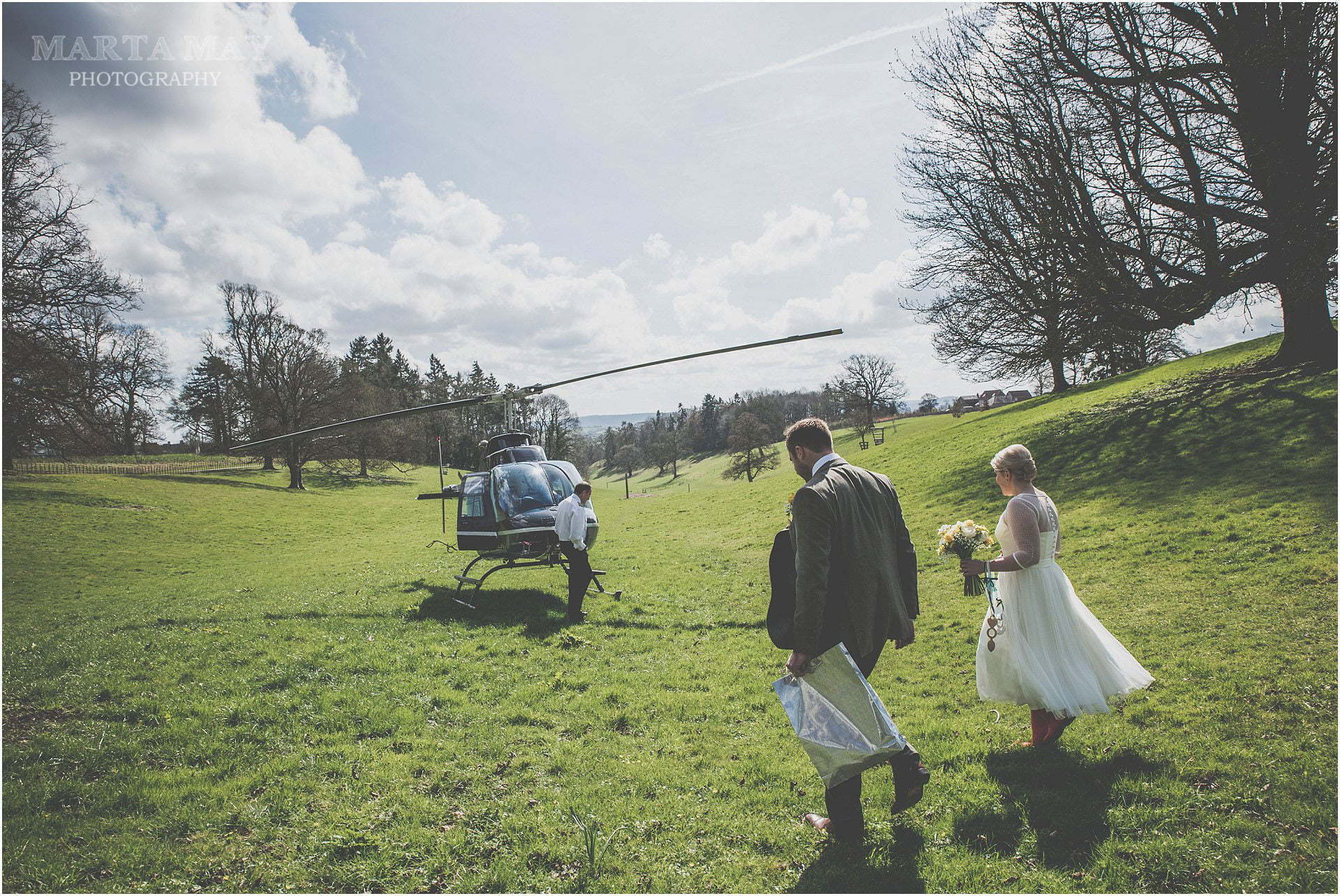 different wedding transport idea helicopter