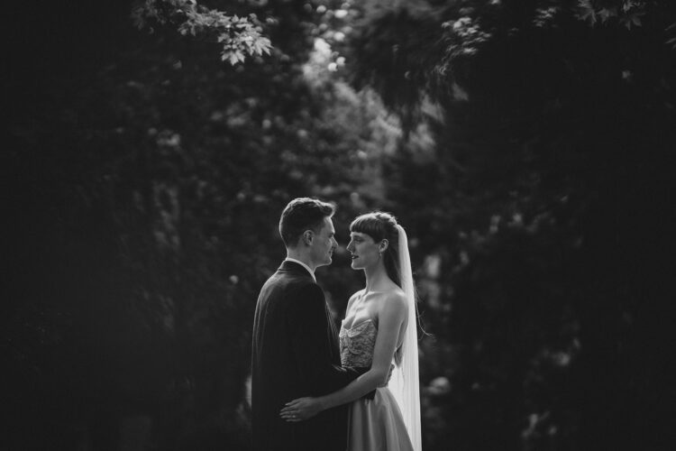 bride and groom on their wedding day at Brobury House Herefordshire venue