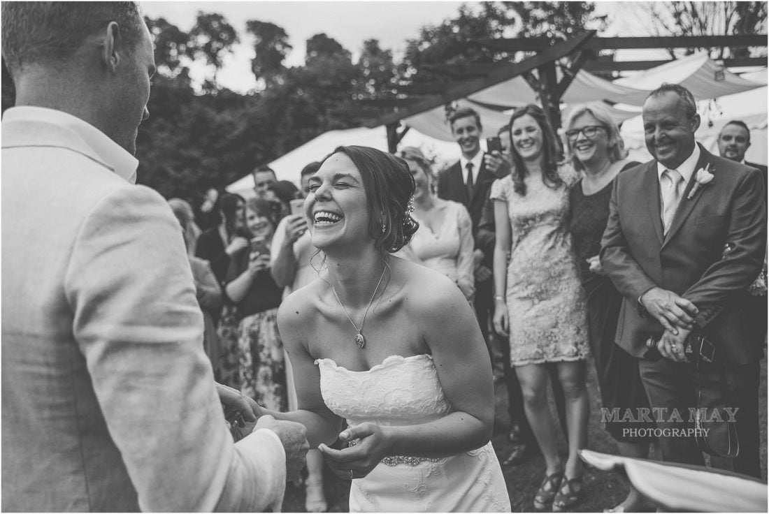 outdoor ceremony, bride and groom just married, , Black Mountain Lodge wedding photography
