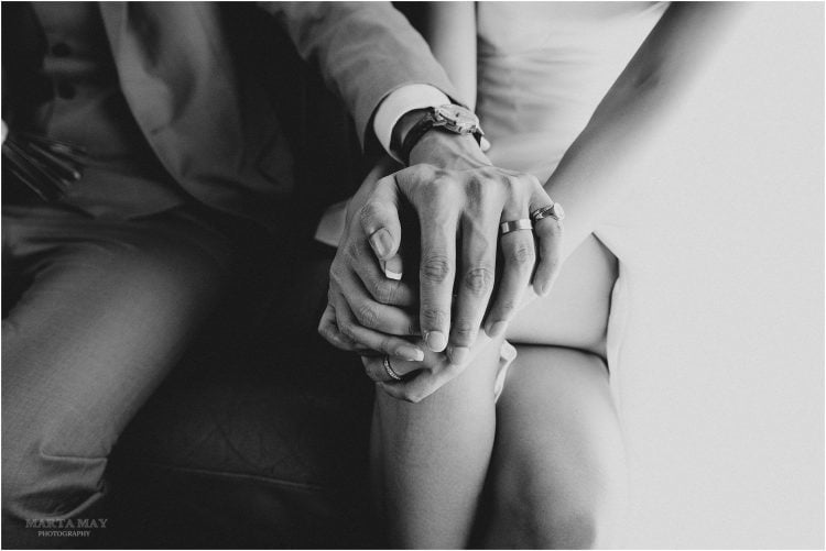 bride groom holding hands