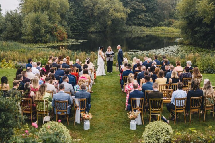 outdoor wedding ceremony at Lyde Arundel, Hereford