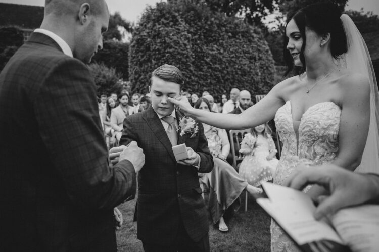 outdoor wedding ceremony at Lyde Arundel, Hereford