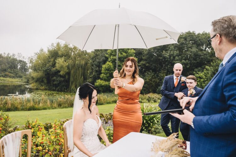 outdoor wedding ceremony at Lyde Arundel, Hereford