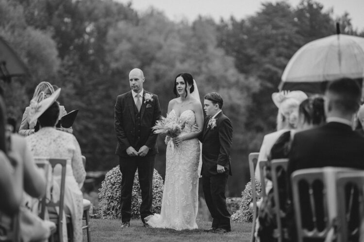 outdoor wedding ceremony at Lyde Arundel, Hereford