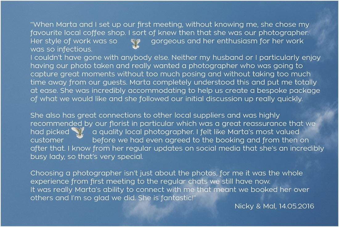 Marta May Photography testimonials