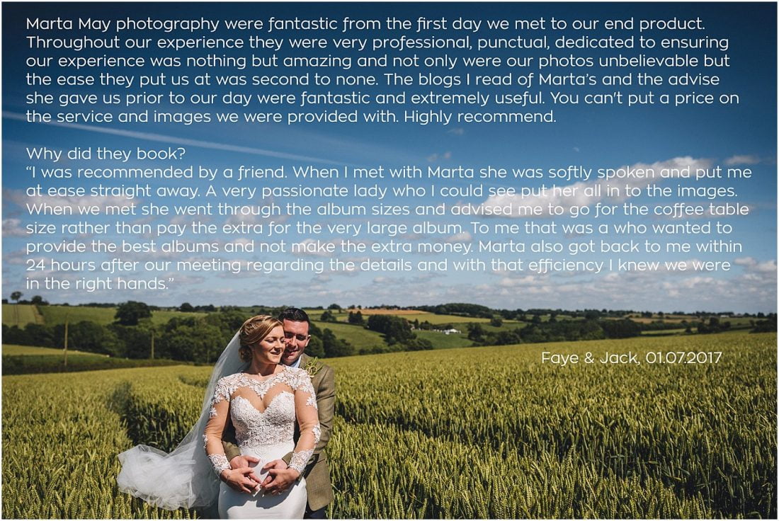 Marta May Photography testimonials 2017