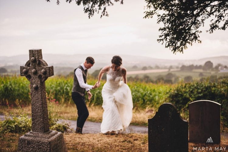 rainy wedding day Herefordshire