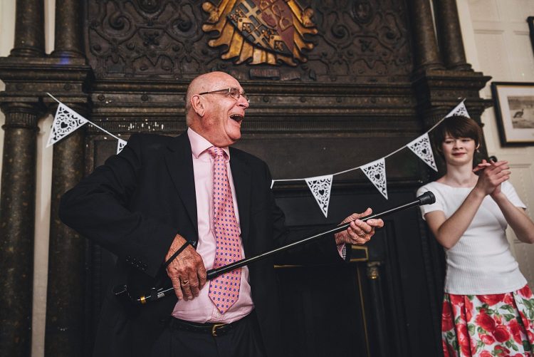 wedding guests dancing in the Panelled Room at Homme House