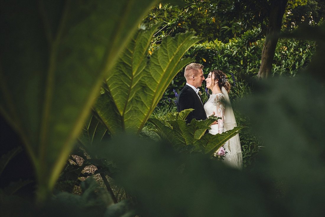 Homme House wedding photography the cherry walk and bride and groom in the sunken garden