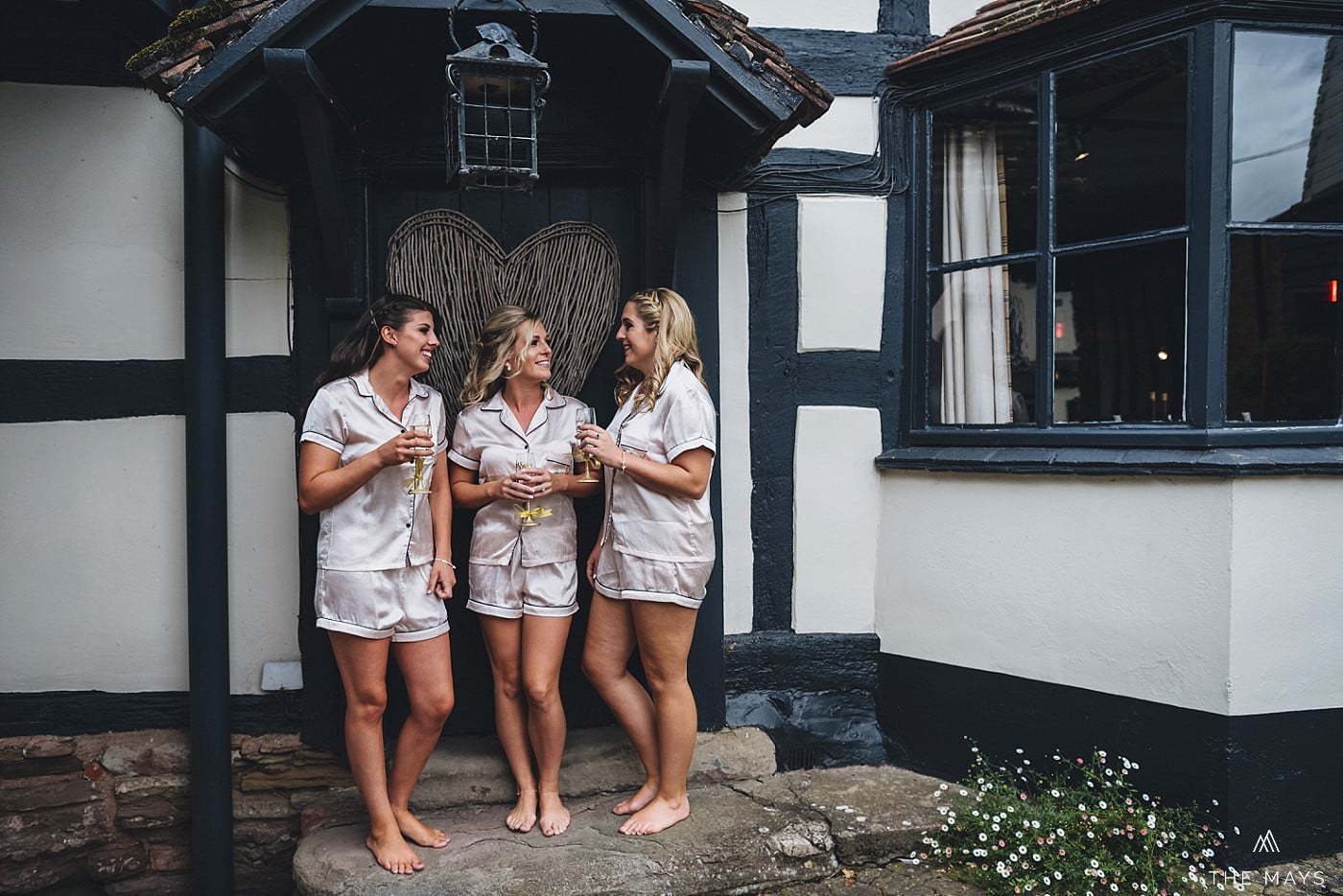 bride and bridesmaids in the morning