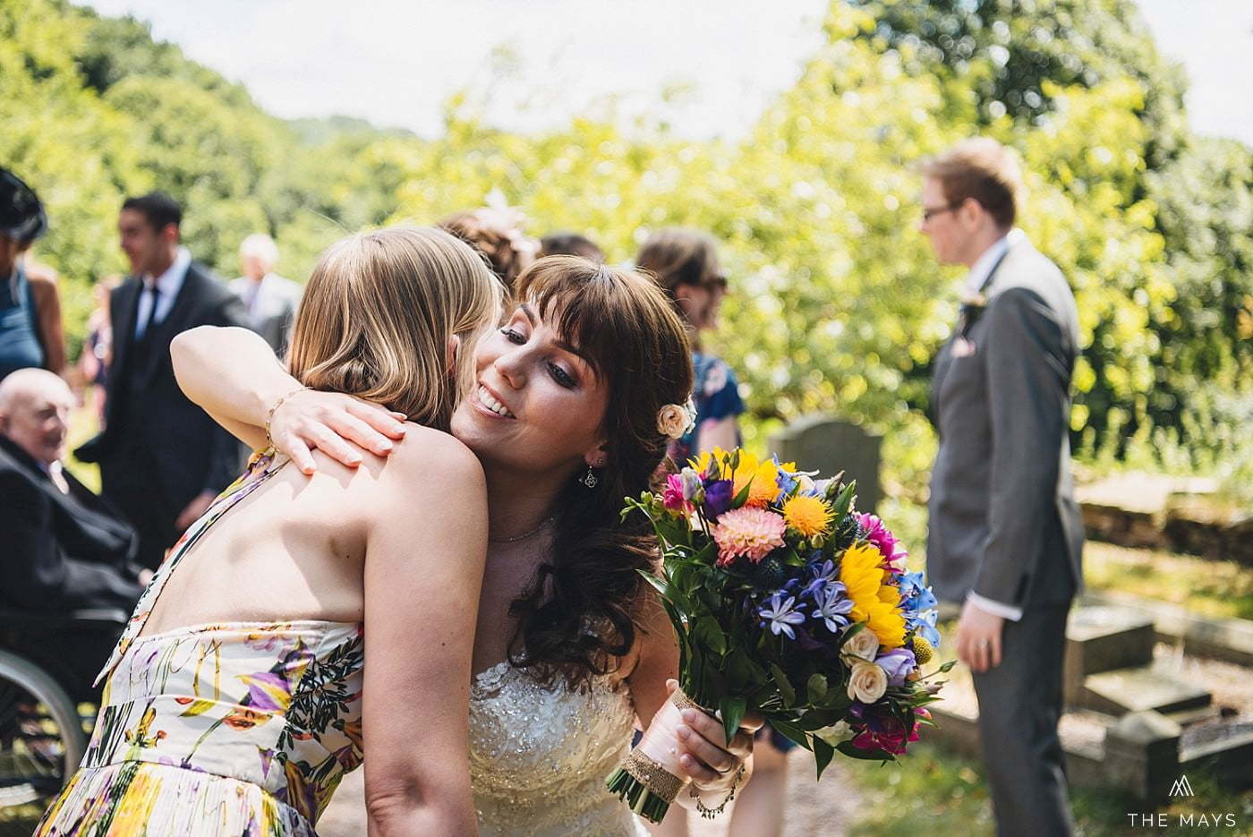 wedding guests and bride