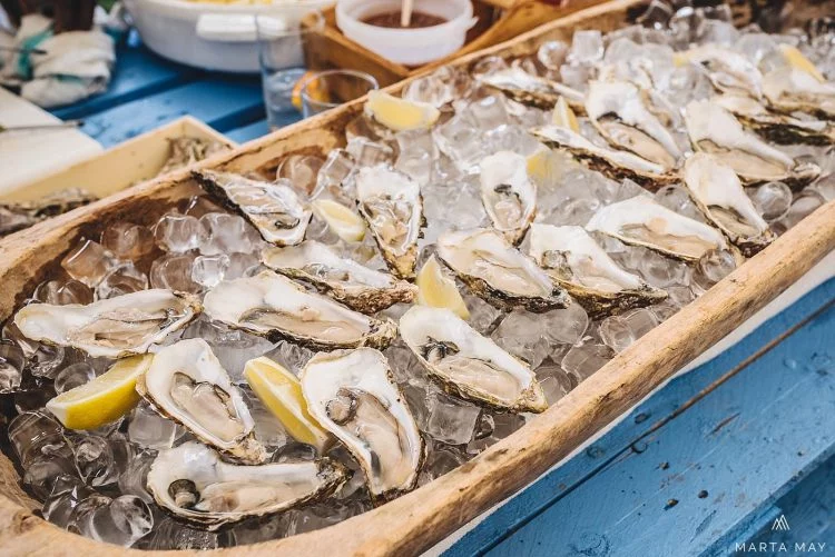 oysters at marquee wedding