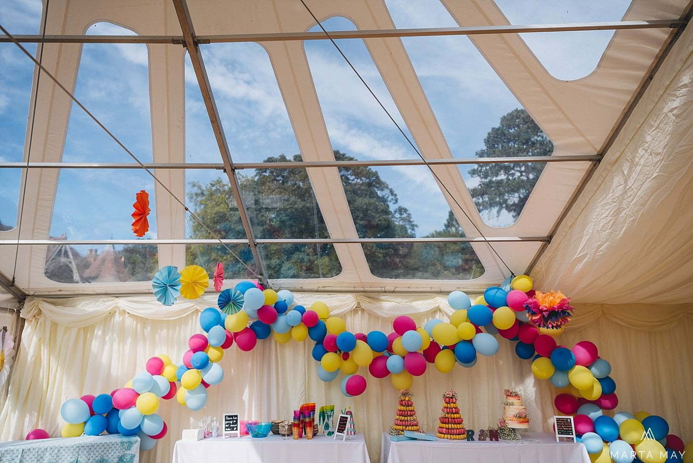 colourful marquee wedding with street food