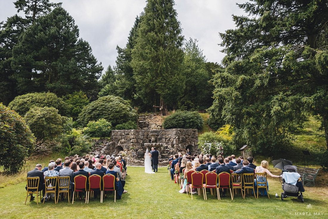 outdoor ceremony Walcot Hall, Shropshire wedding venues