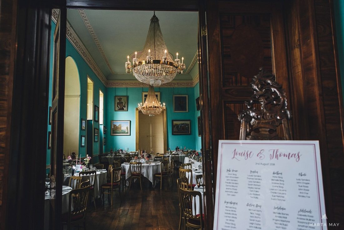 the ballroom at Walcot Hall, Shropshire wedding venues