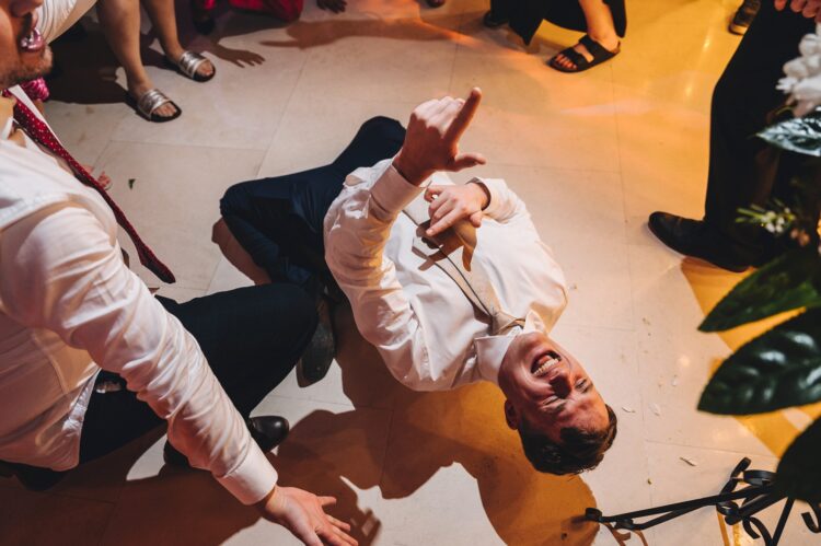 wedding guests dancing at Redhouse barn