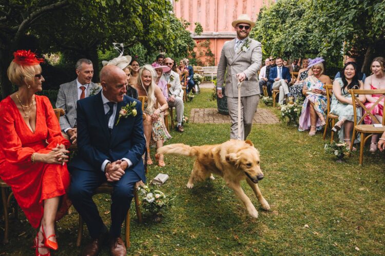 outdoor wedding ceremony at Pauntley Court, Cotswolds
