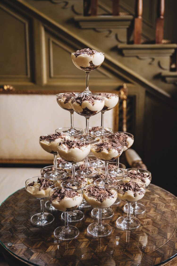 tiramisu tower as a dessert at Pauntley Court