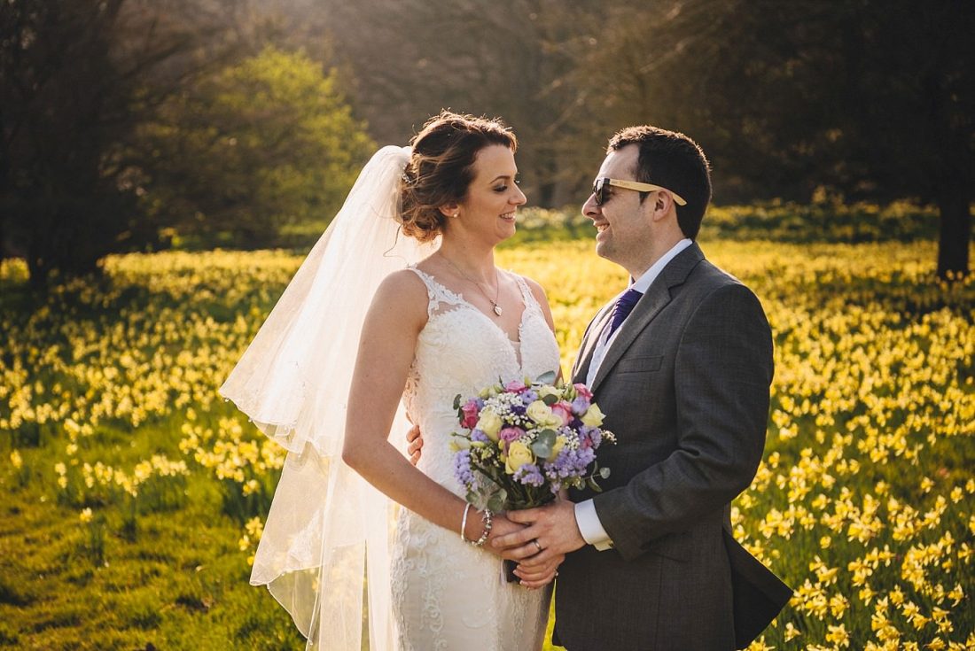 married couple in daffodils