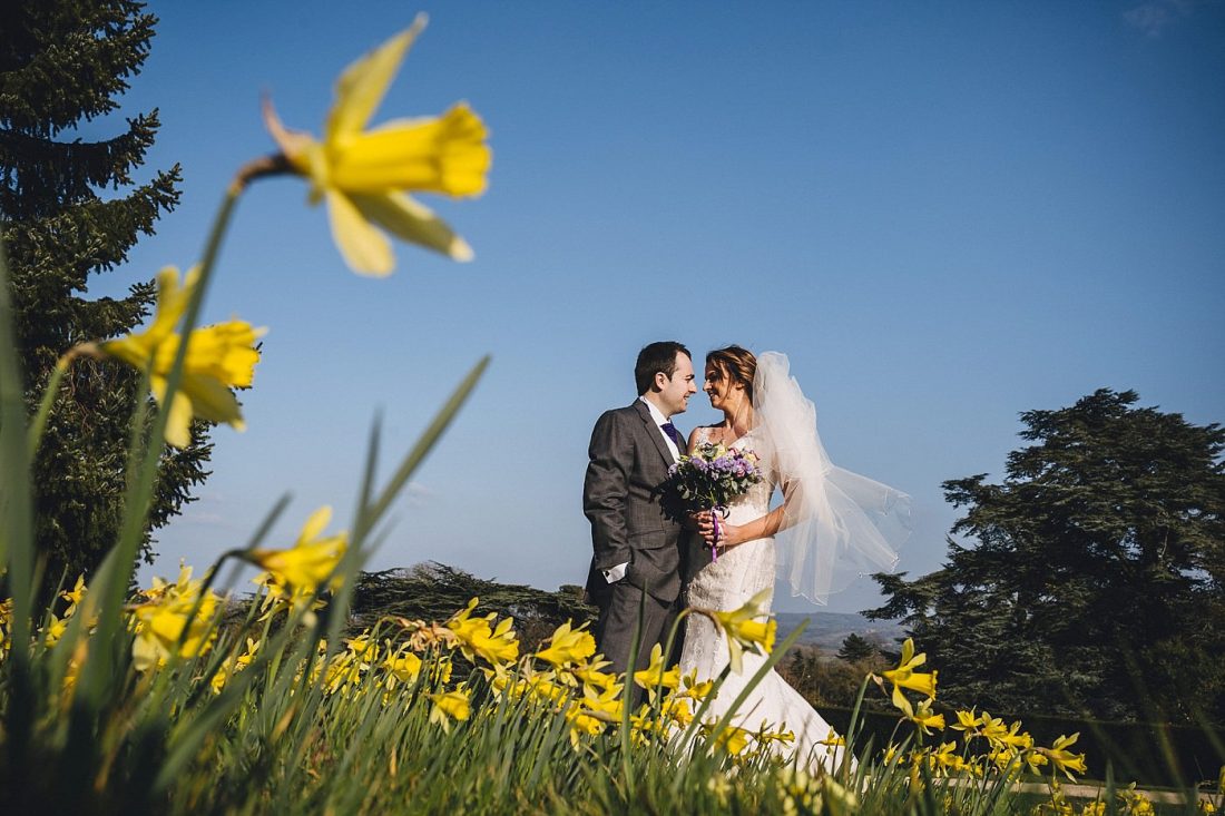 married couple in daffodils