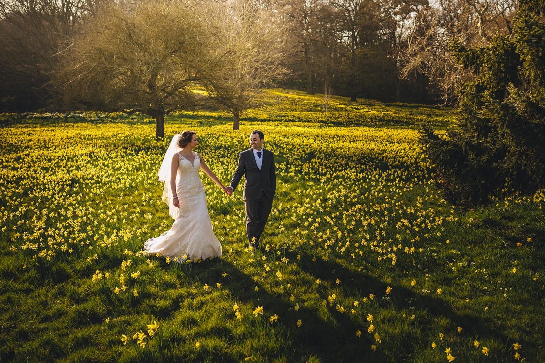 married couple in daffodils