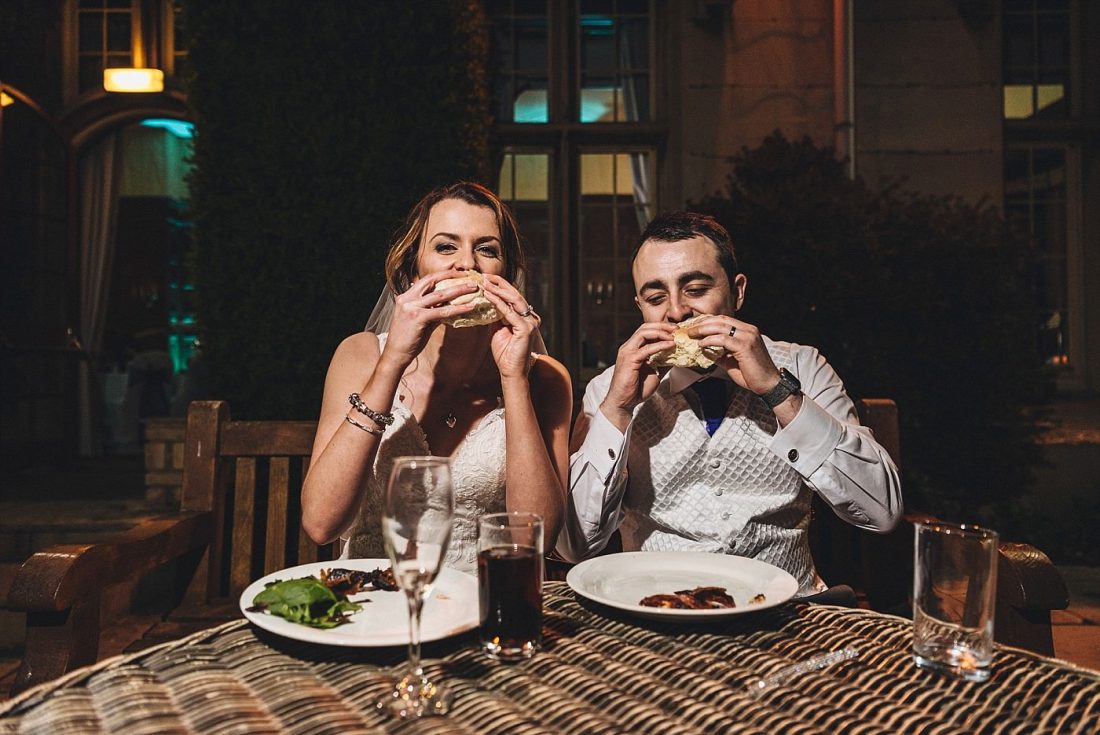 evening food bride and groom