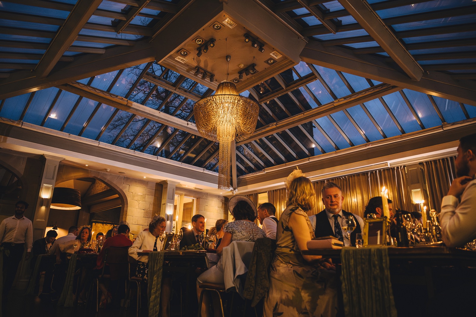 gorgeous winter weddings and wedding decor details at Hampton Manor, blue hour wedding photography