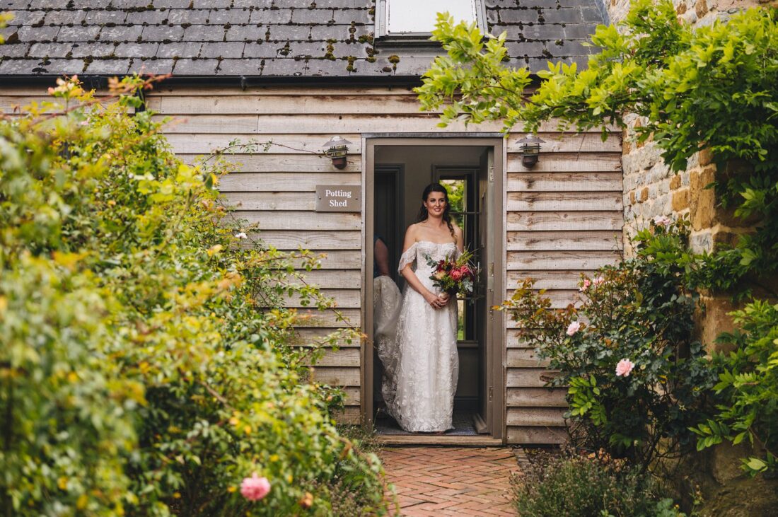 bride on her way to a ceremony at Blackwell Grange