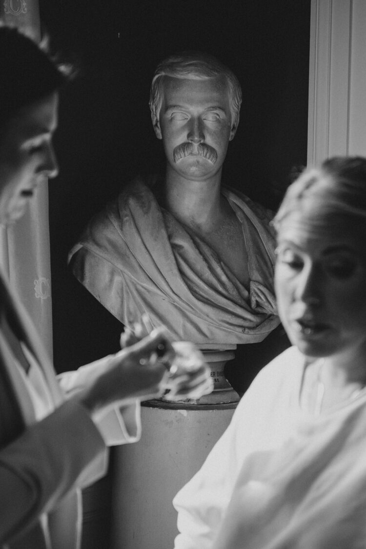 bride getting ready near Orchard at Munsley