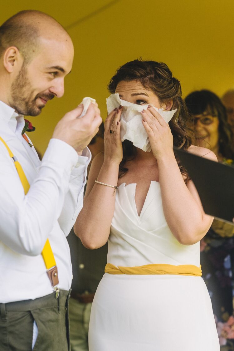 emotional wedding ceremony at the Orchard at Munsley