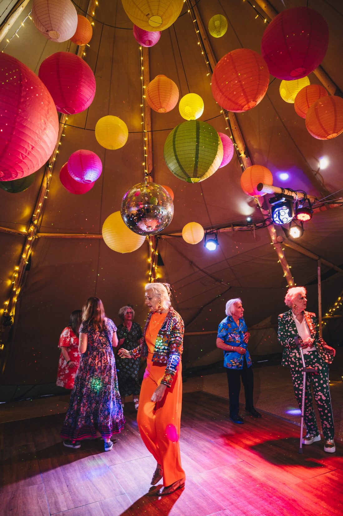dance floor fun in tipis at the orchard at munsley