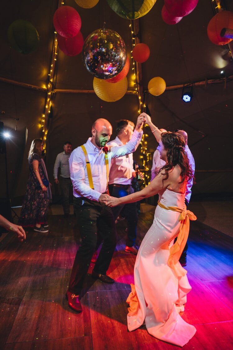dance floor fun in tipis at the orchard at munsley