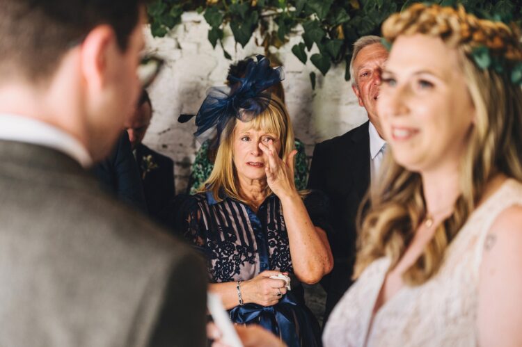 mum crying during ceremony at wilde lodge