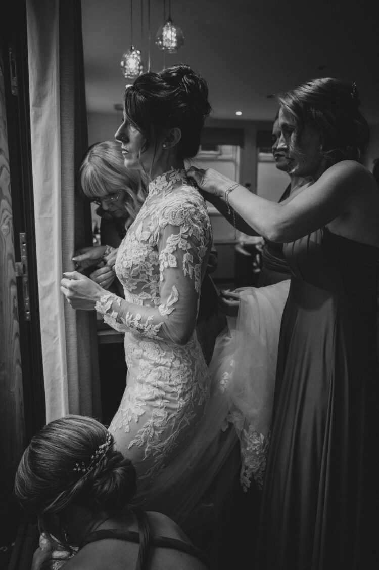 bride getting ready at Bredenbury Court