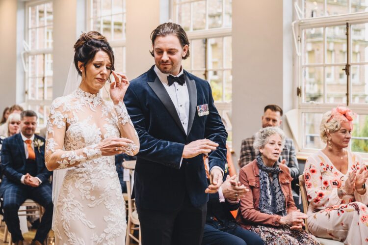 wedding ceremony in the orangery at Bredenbury Court