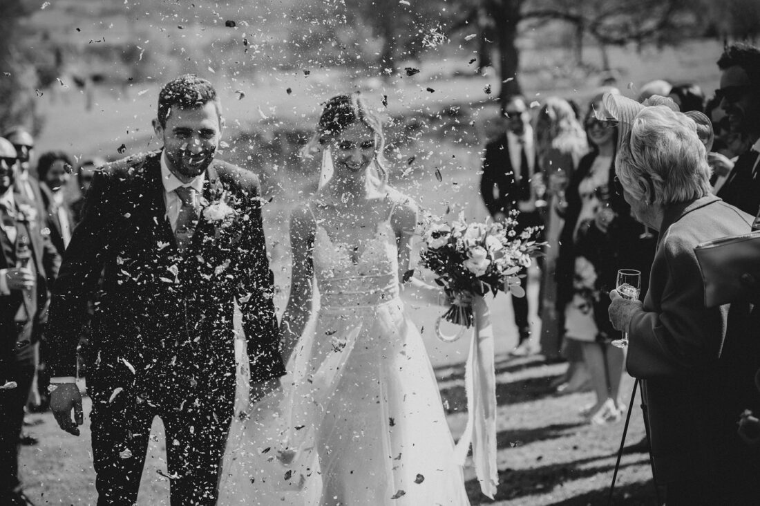 confetti moment at Old Downton Lodge