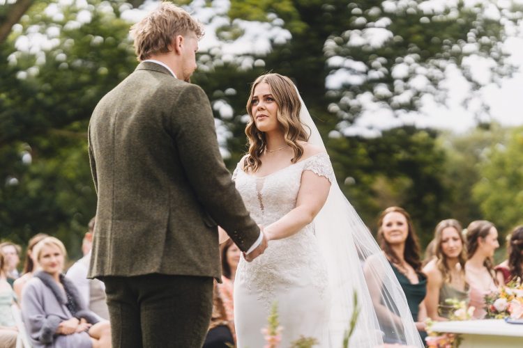 outdoor wedding ceremony at Birtsmorton Court