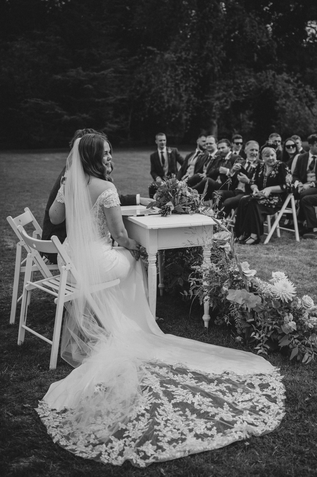 outdoor wedding ceremony at Birtsmorton Court, worcestershire wedding photographers