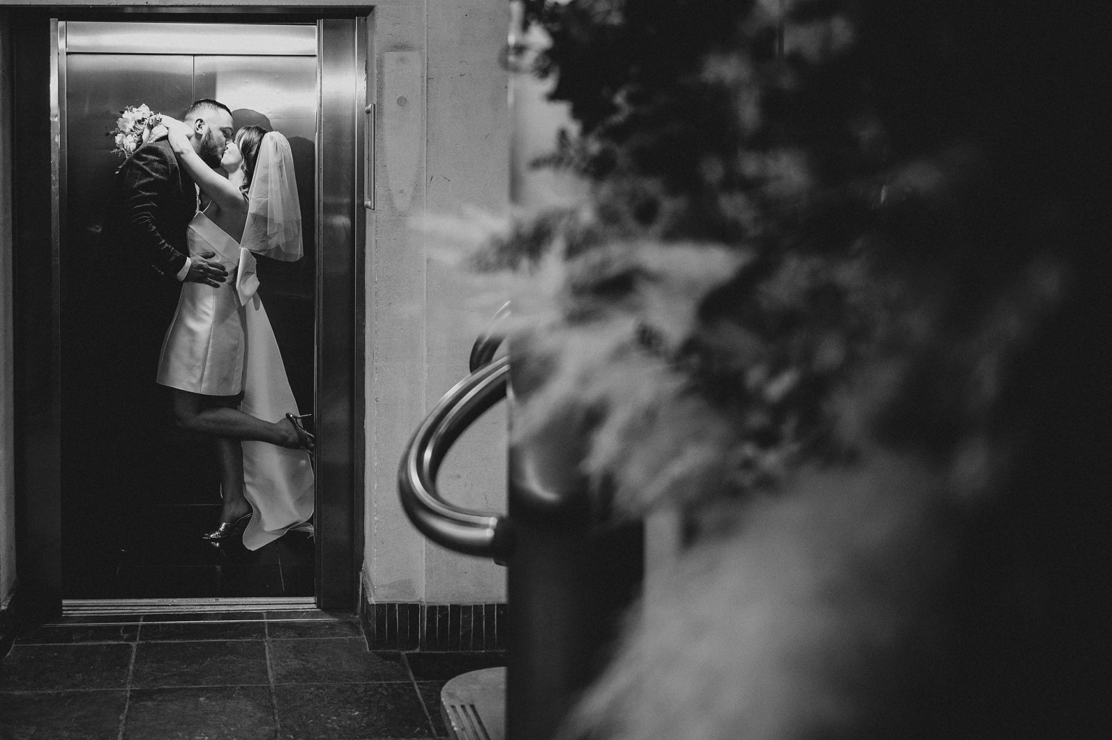 bride and groom having fun at Left bank village weddings Hereford